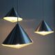 Set of 3 mid-century glass cone-shaped chandeliers, 1970s