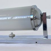Large Bauhaus Wall Sconce in Chrome and Opaline Glass, 1930s – Czechoslovakia, Marked