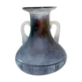 Murano scavo art blown and cut glass vase, ancient Greek style, sandblasted texture