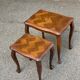 2 tables gigognes Louis XV en chêne massif et marqueterie 1960