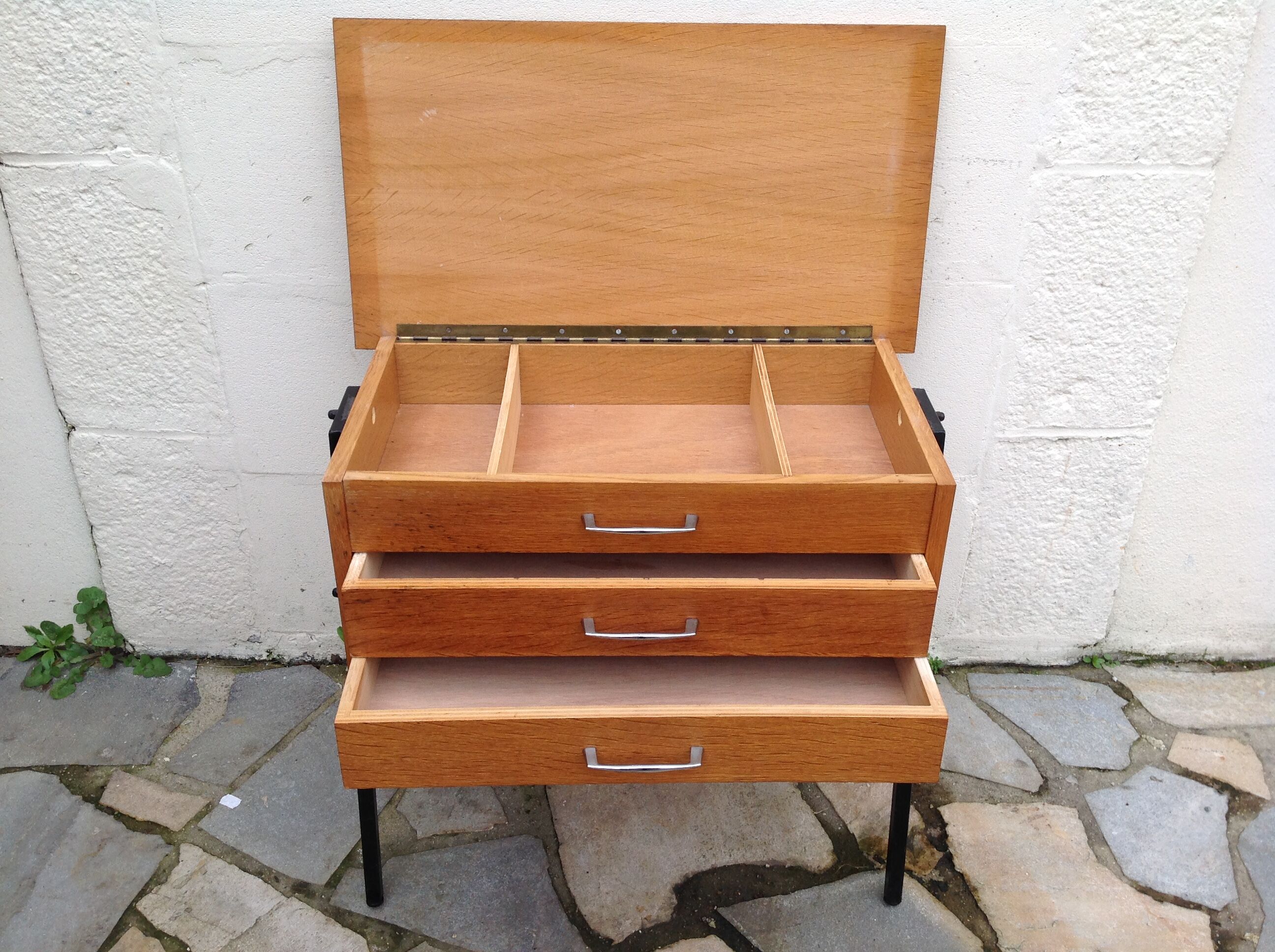 Vintage metal feet nightstand