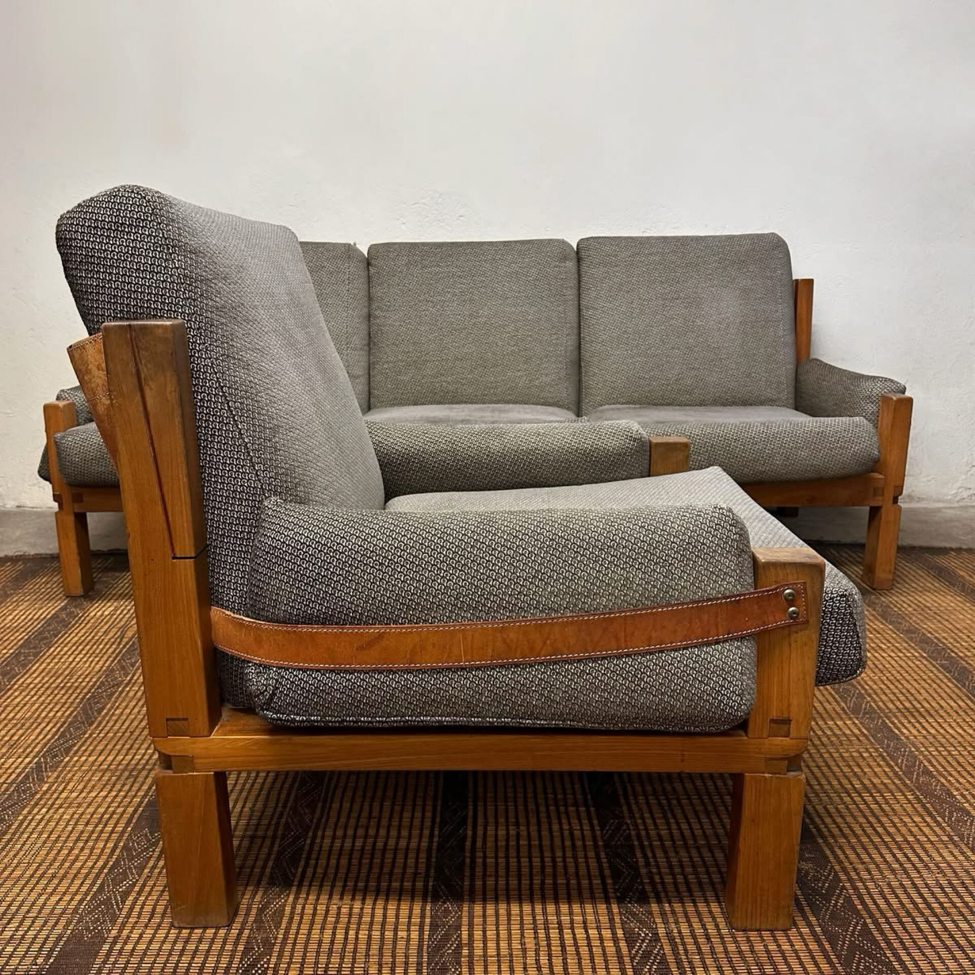 S32 sofa & its S15 armchair by Pierre Chapo, France, 1966
