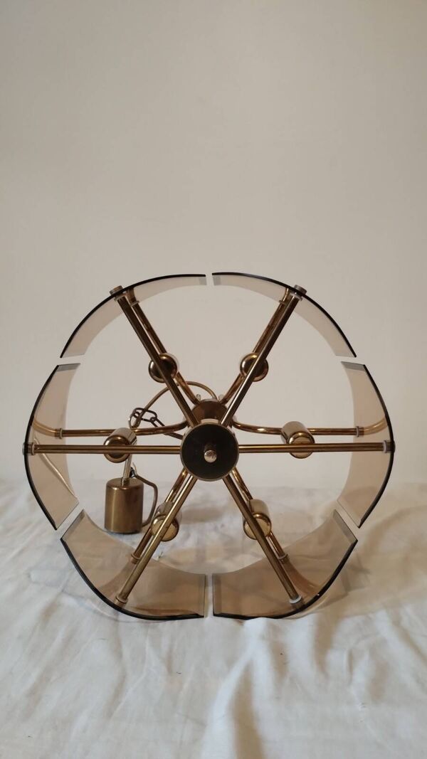 Lustre laiton et verre fumé vintage