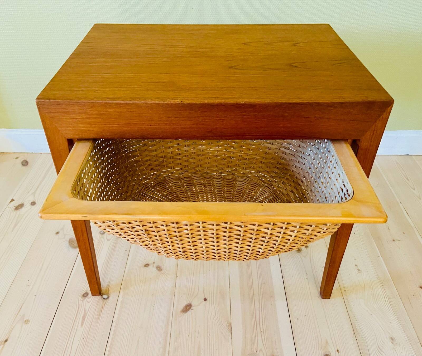 Vintage Danish teak sewing table by Severin Hansen for Haslev Furniture 1960