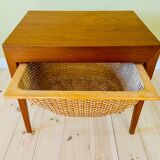 Vintage Danish teak sewing table by Severin Hansen for Haslev Furniture 1960