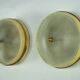 Lumi Milano, pair of wall or ceiling lamps in glass, brass and lacquer, 50s