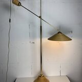 Italian Adjustable Floor Lamp in Pencil Reed, Bamboo, Rattan and Brass, 1970s