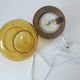 Vintage table lamp rustic desk light amber glass mushroom lamp 1970