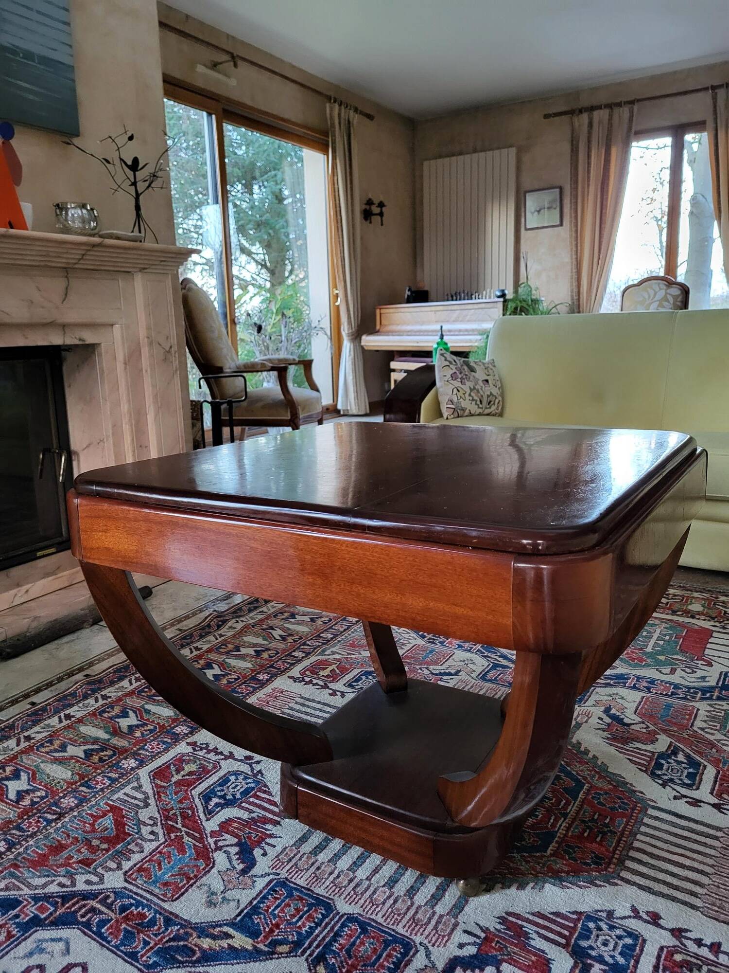 Square rosewood pedestal table - living room table