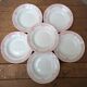 6 deep plates Longwy model Toulouse pink border ironstone