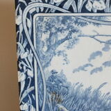 Old tile in Gien earthenware decoration hunting dog