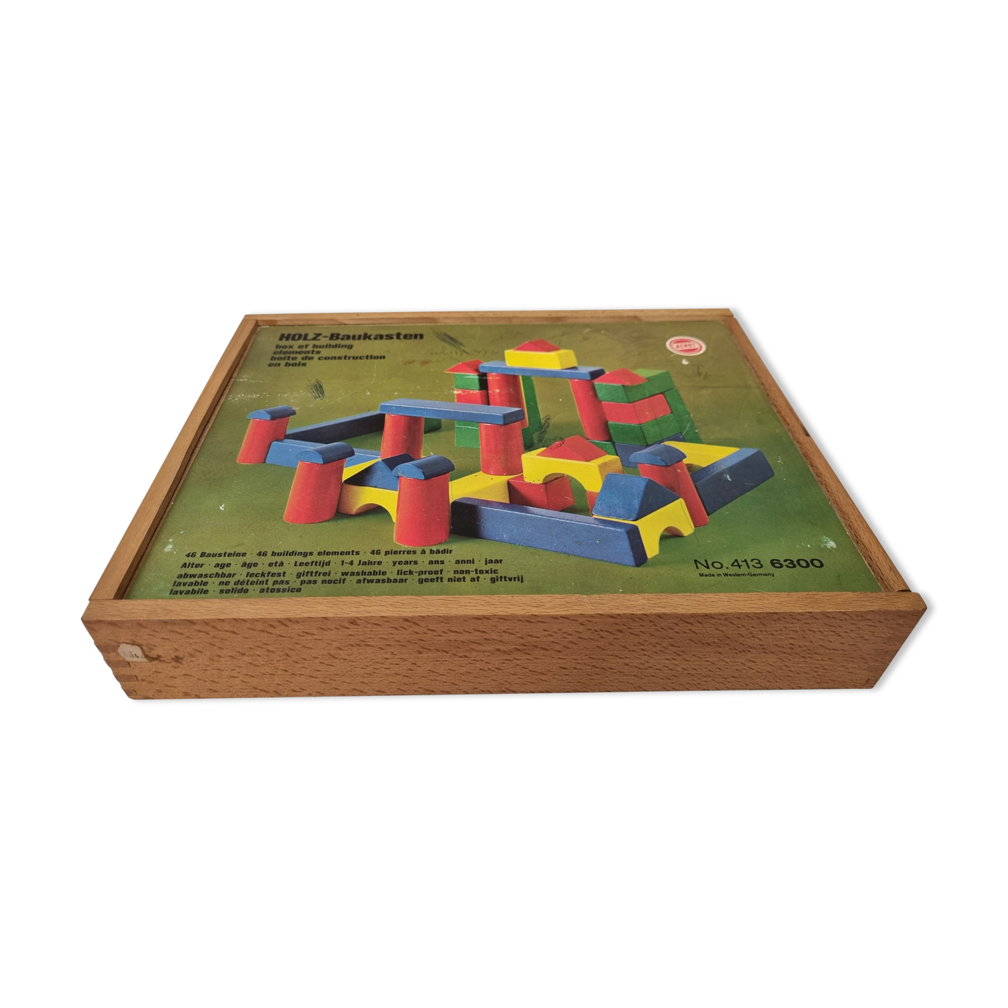 Construction game Holz-Baukasten, 1960