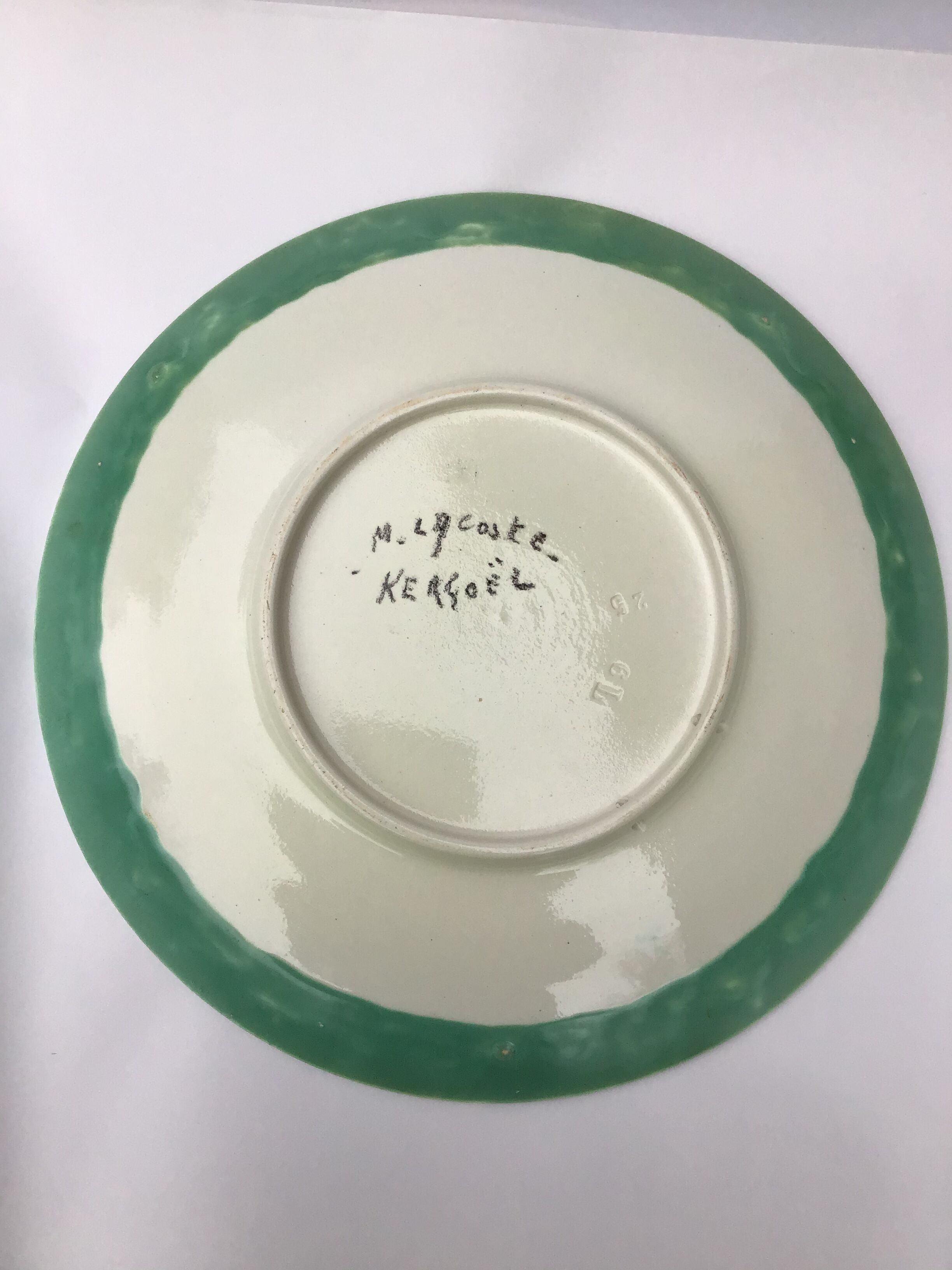 Decorated plate M.Lacoste Kergoel Quimper