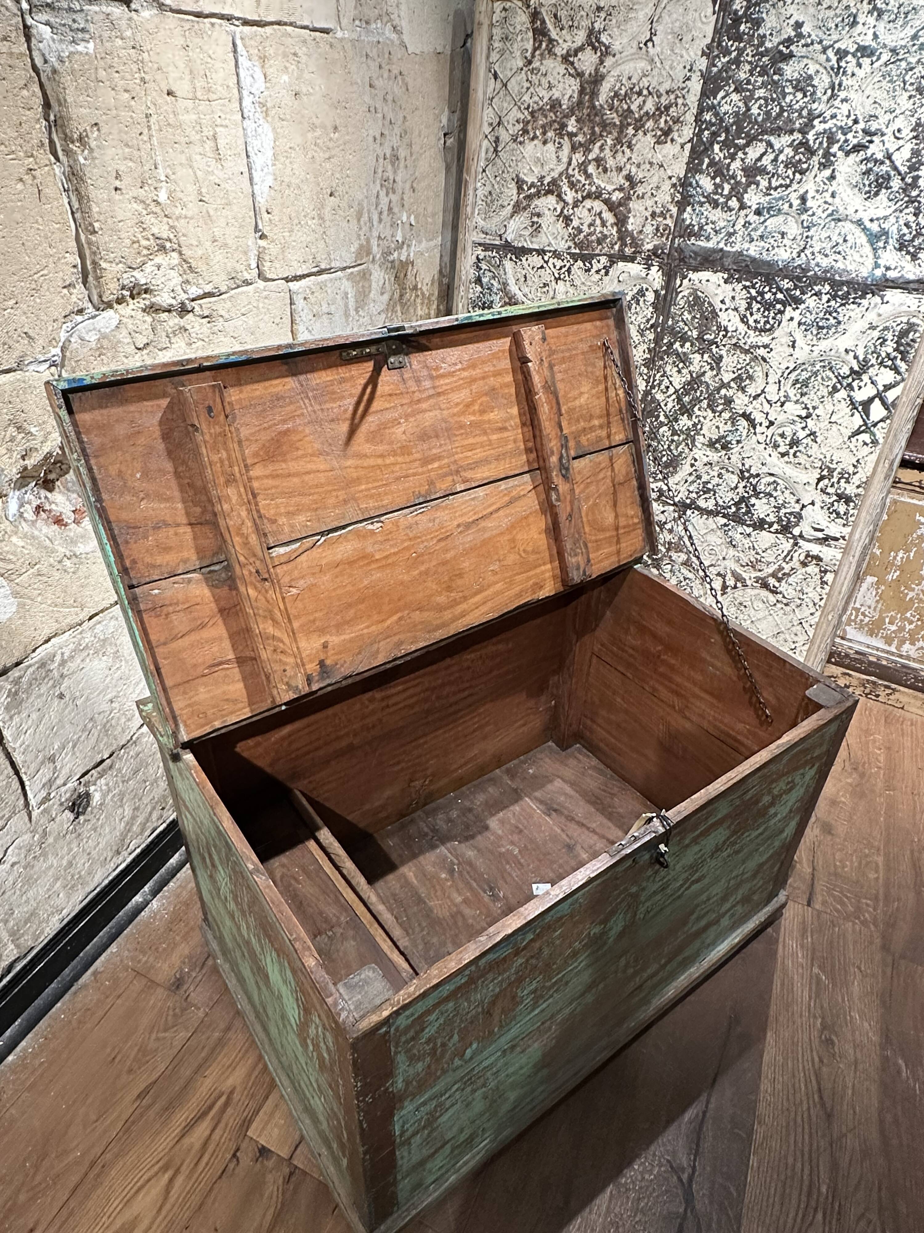 Indian chest opening from above with interior compartment, unique piece