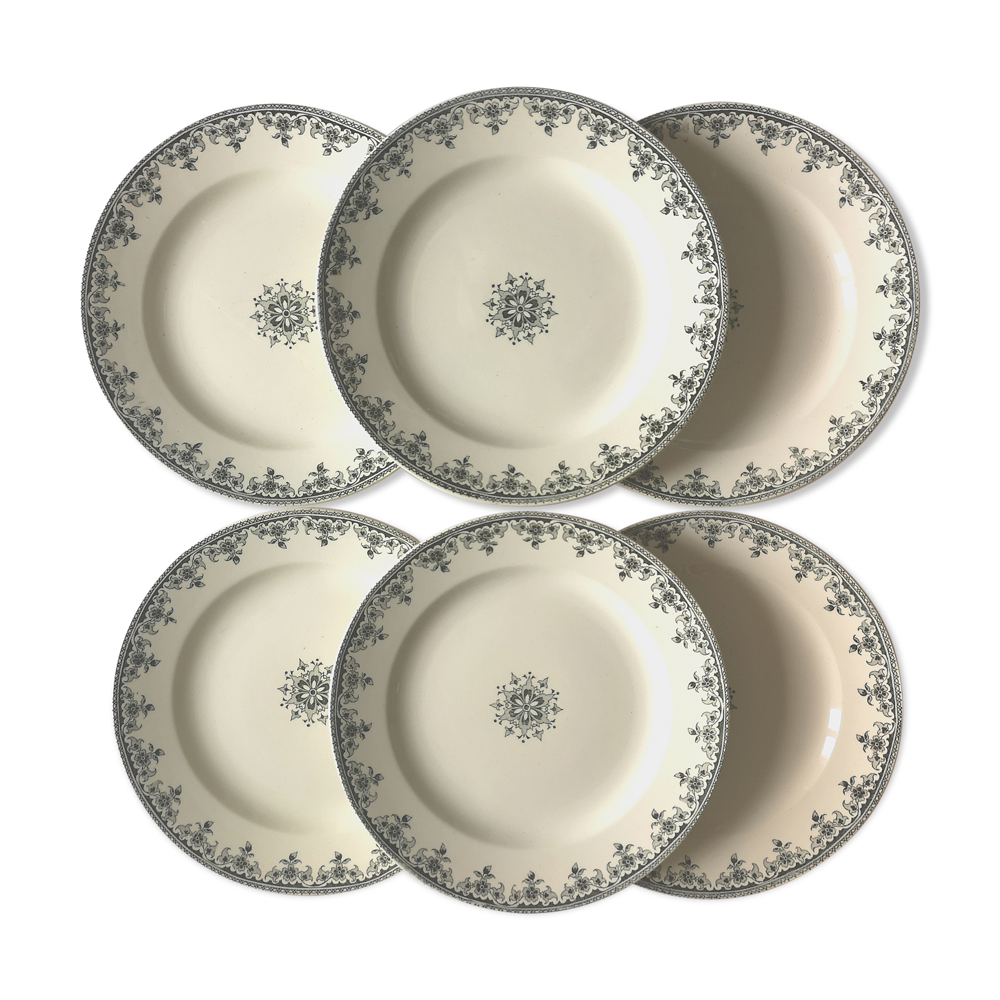 Six old flat plates "gagny" - iron earth