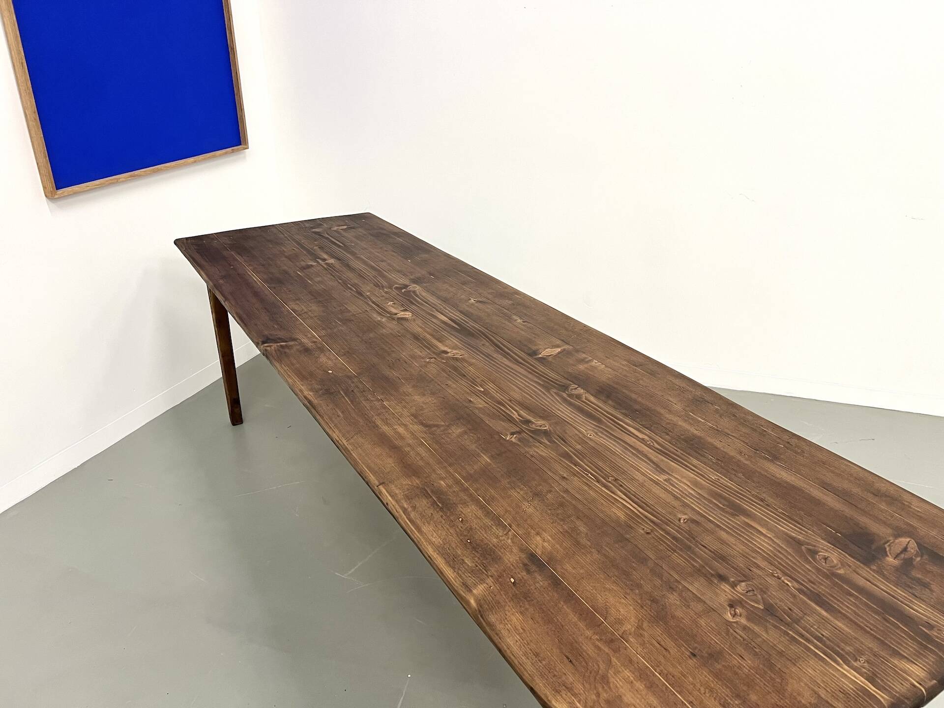 Large solid pine farmhouse table with spindle legs