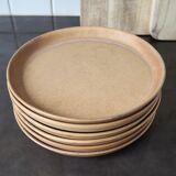 Set de 6 assiettes à dessert artisanales en grès brut