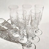 11 champagne flutes on foot in crystal saint louis collection messina model of 1973. stamped