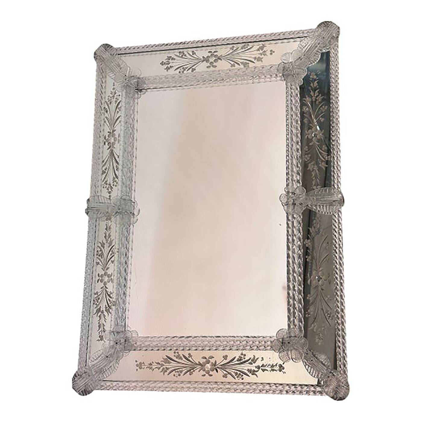 Venetian Transparent Hand-Carved Glass Wall Mirror