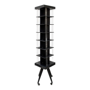Iron and plexiglas bookcase with wheels, Italy 60s