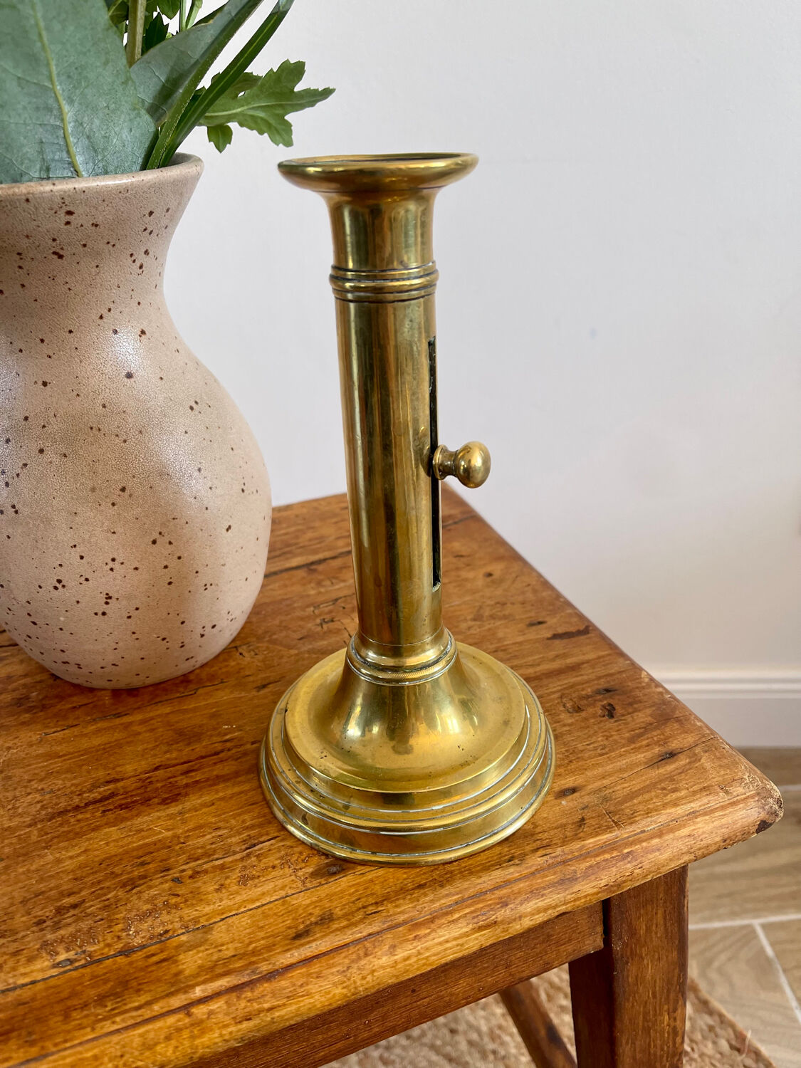 Brass push candle holder