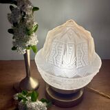 Vintage art deco globe table lamp in frosted glass