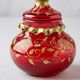 Antique ruby red glass sweet jar with floral gilding – Decorat