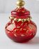 Antique ruby red glass sweet jar with floral gilding – Decorat