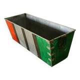 Vintage zinc metal planter with piece handles and original patina from India