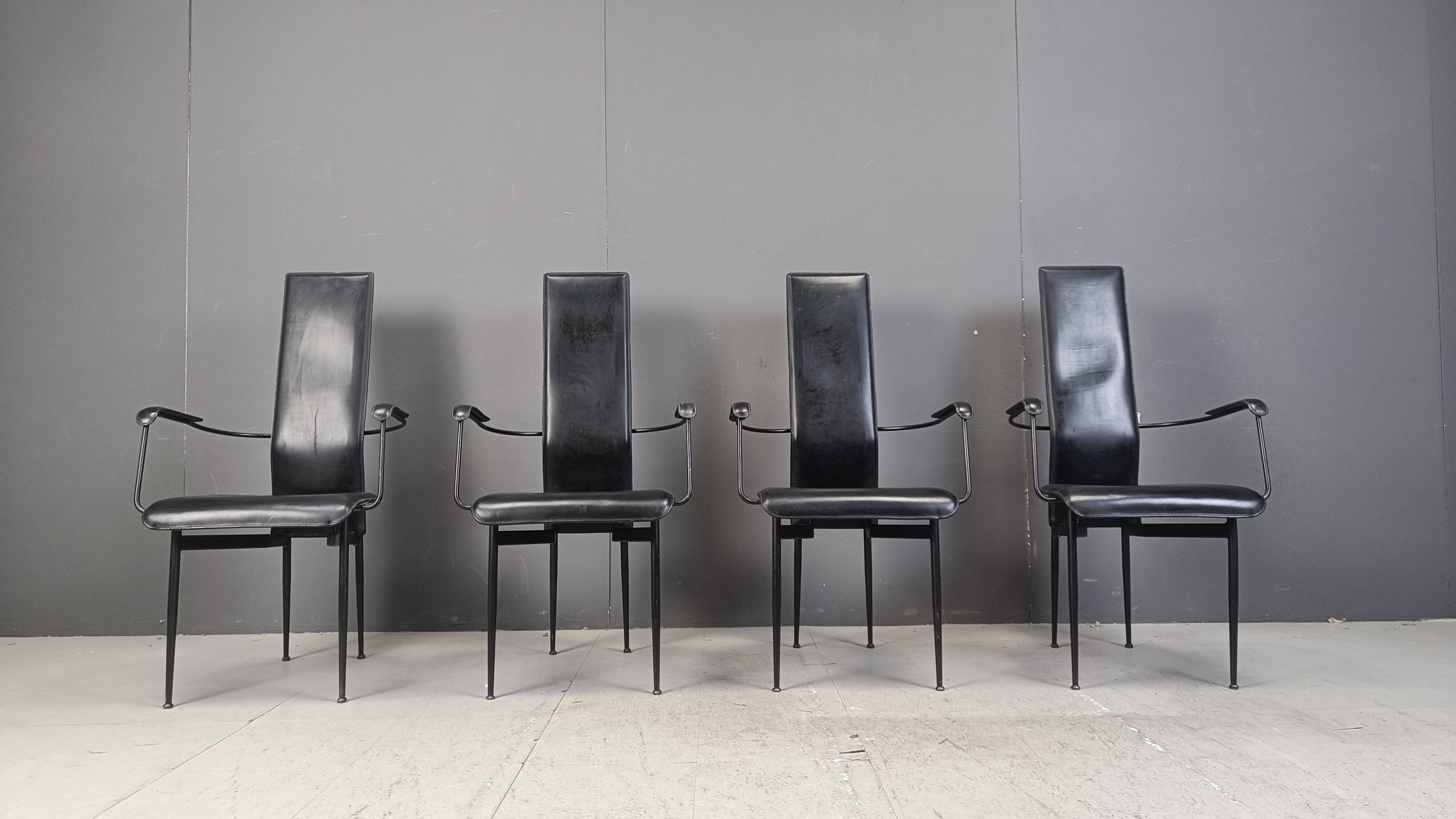 Vintage S44 dining chairs by Giancarlo Vegni for Fasem, set of 4, 1980s