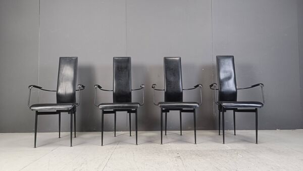 Chaises de salle à manger vintage S44 de Giancarlo Vegni pour Fasem, lot de 4, années 1980