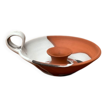 Workshop pottery candlestick from mid-century German with bird motif by Töpferei Bücking Börnsen, 1960s.