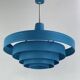 Vintage 1960s Metal Pendant Light - Blue Design