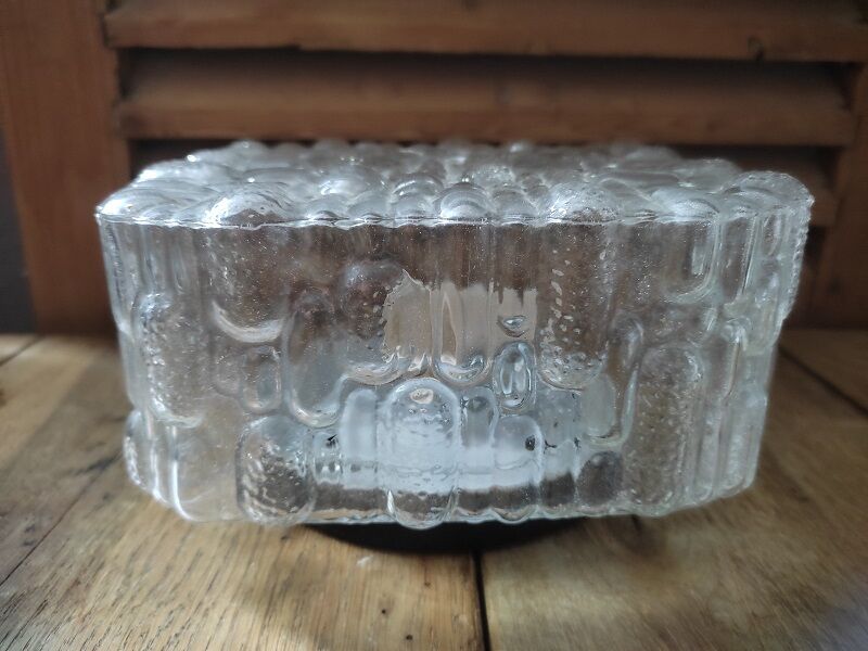 Ceiling lamp glass globe pineapple metal support