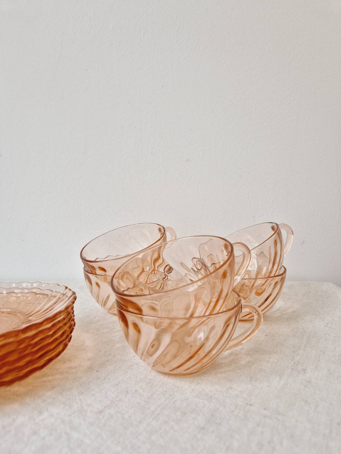 Set of 6 "Rosaline" coffee cups '70s - Arcoroc France vintage