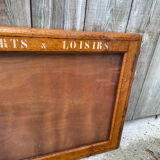 Old sports and leisure notice board, vintage