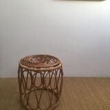 Vintage rattan pouf stool
