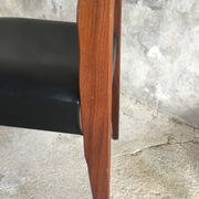 Pair of Scandinavian chairs Ameublement NF black imitation leather and teak - 1960