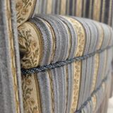 1960s, Danish lounge chair, blue/beige furniture velour, beech wood legs.