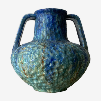 Vase amphore bleu teinte nymphéas