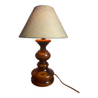 Solid wood lamp with turned base