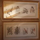 Lot 2 aquarelles oiseaux anciennes