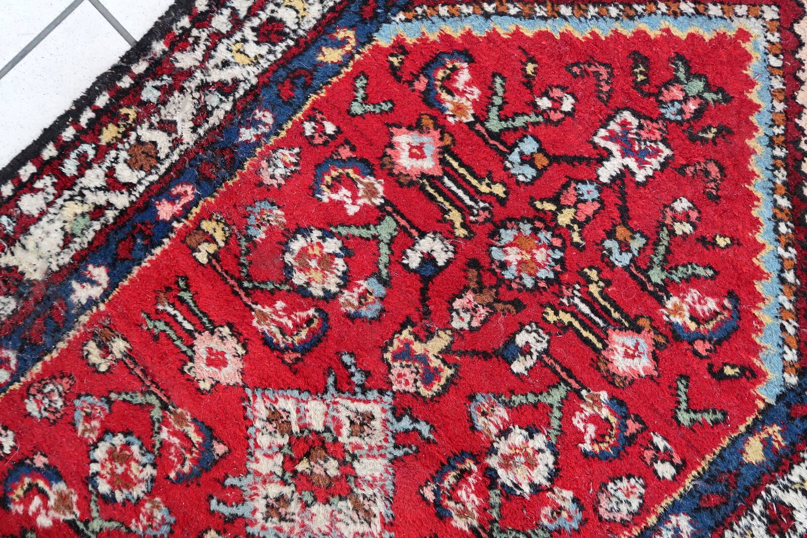 Tapis vintage du Moyen-Orient Malayer fait main en laine – 78 x 151 cm 1970