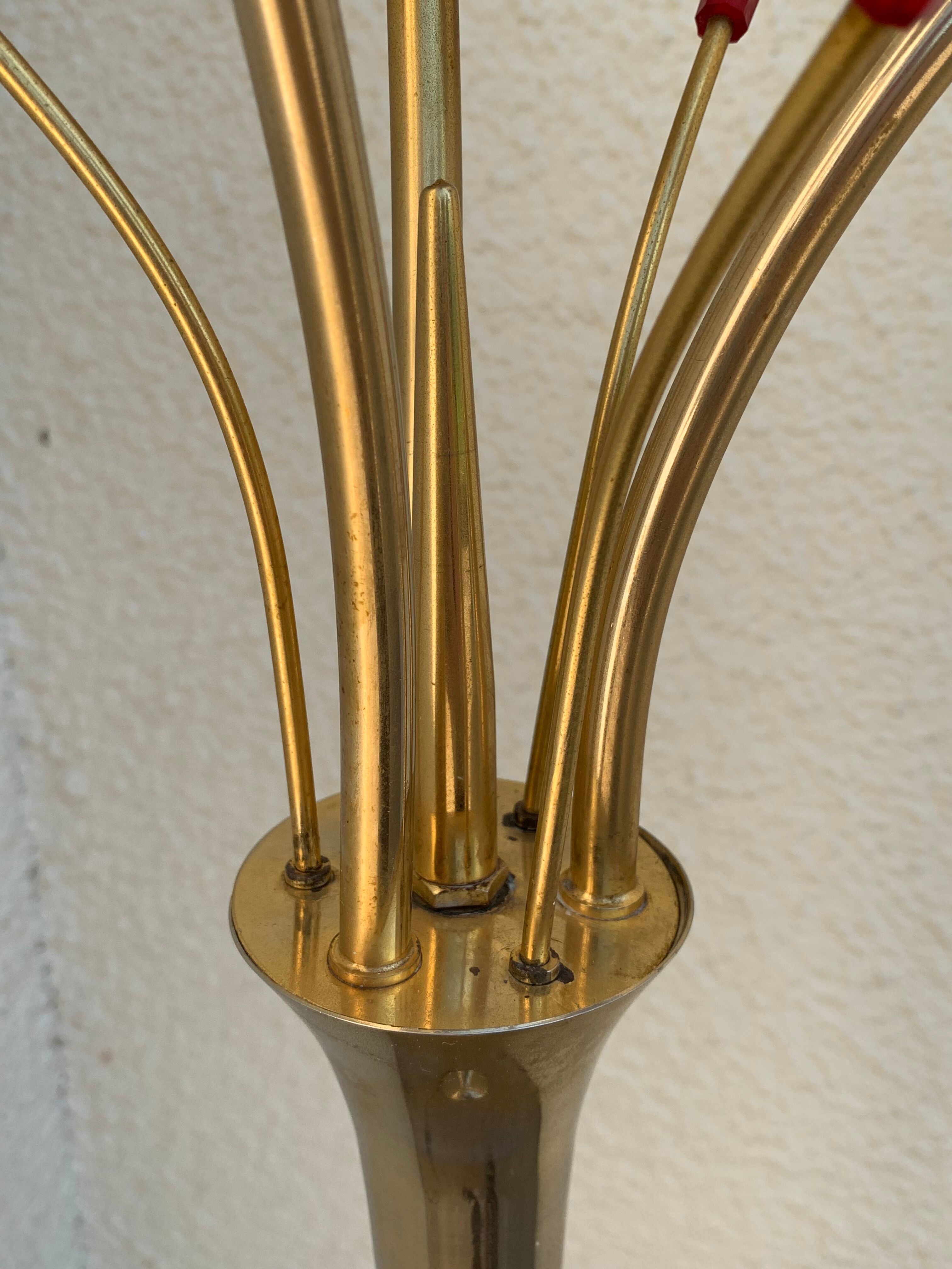 Vintage brass floor lamp with 3 lights, 1960s