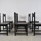 Set of 6 brutalist dining chairs by Emiel Veranneman for Decoene, 1970s