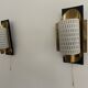 Mid-century pair of wall sconces in textured glass and brass, 1950s, Germany.