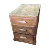 Ancien meuble de métier, rangement, 3 tiroirs