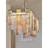 Contemporary Huge Rectangular "Tronchi" Murano Glass Burnished Chandelier