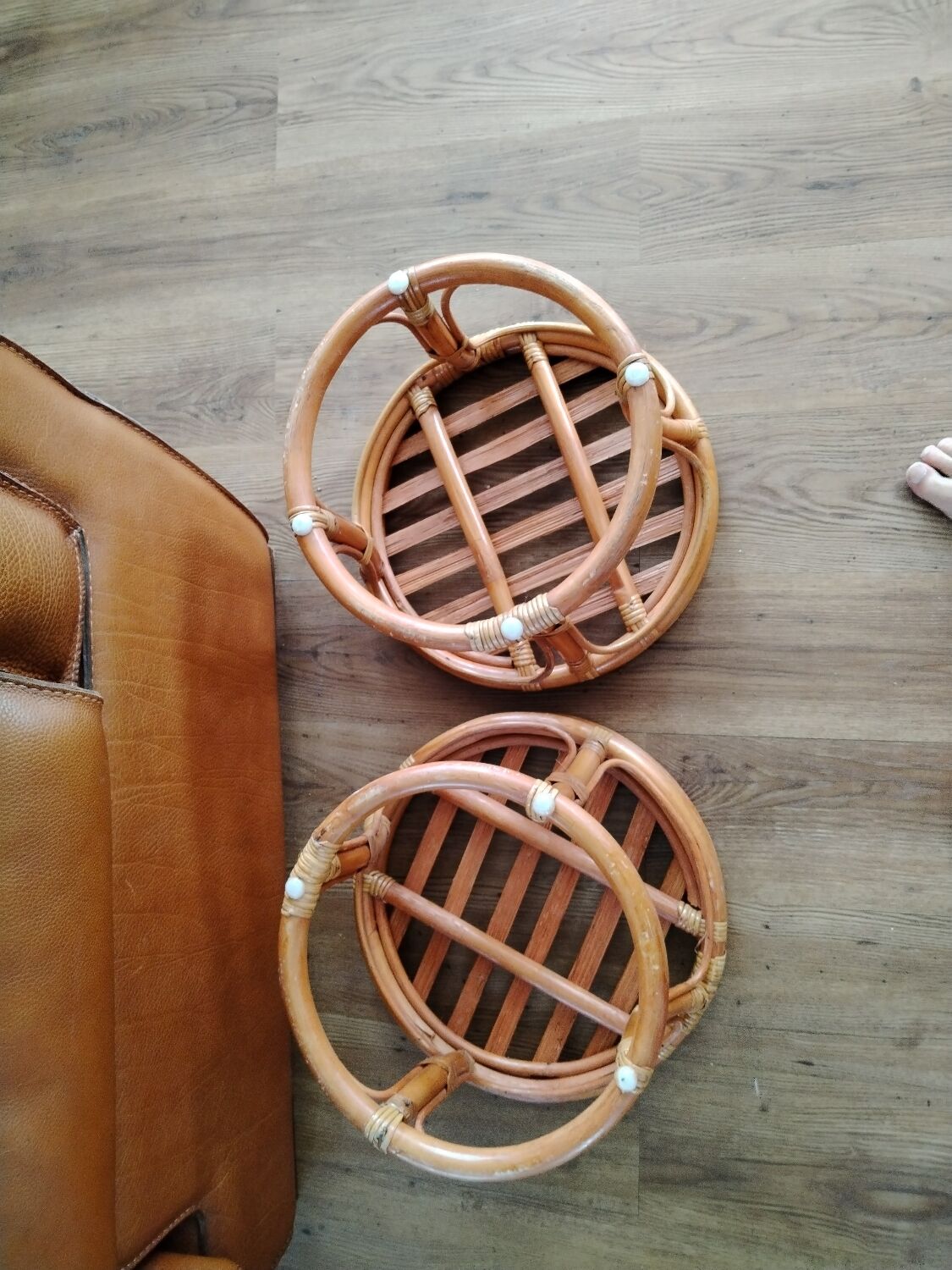 Pair of rattan stools