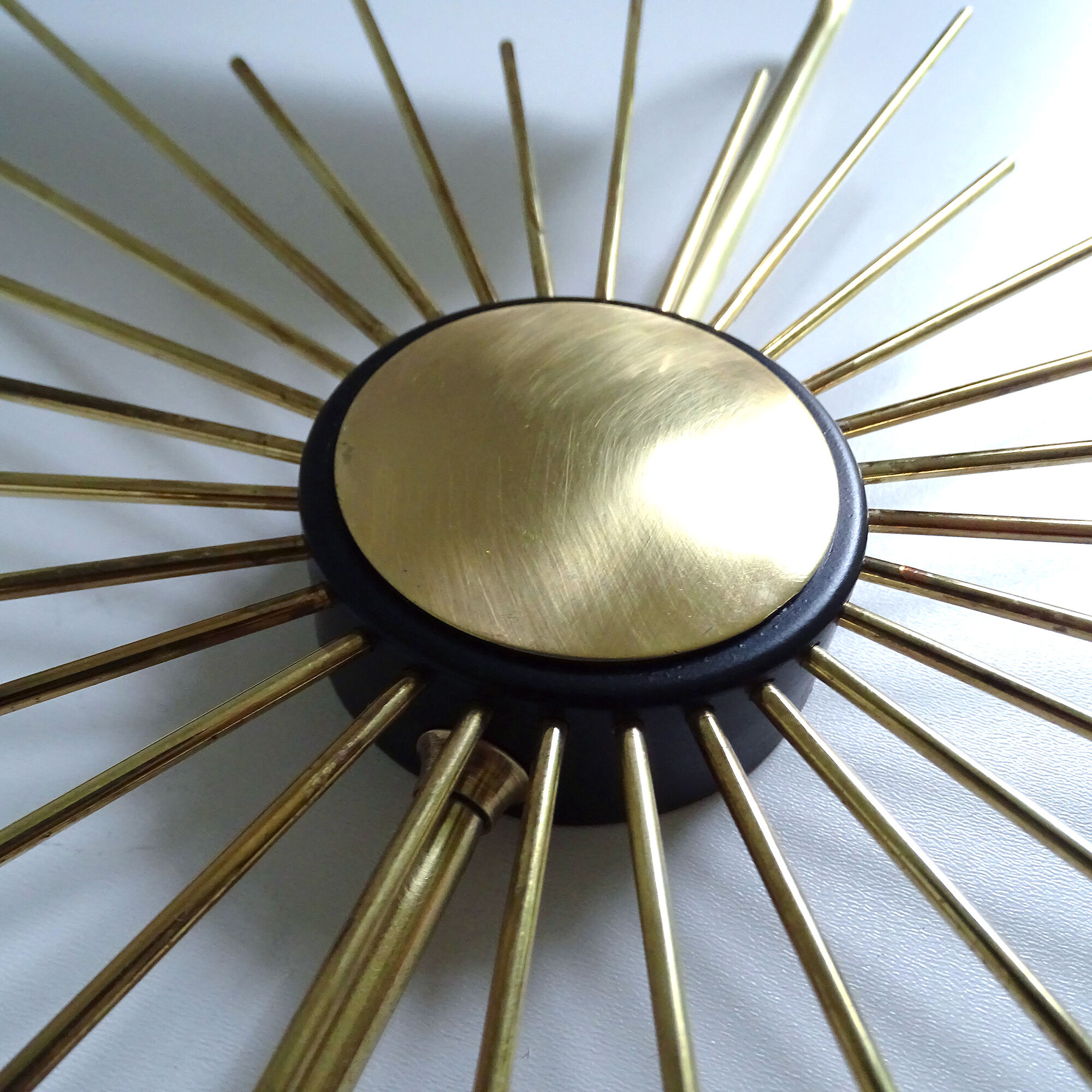 Pair of vintage sconces, sun, glass and brass, 60s